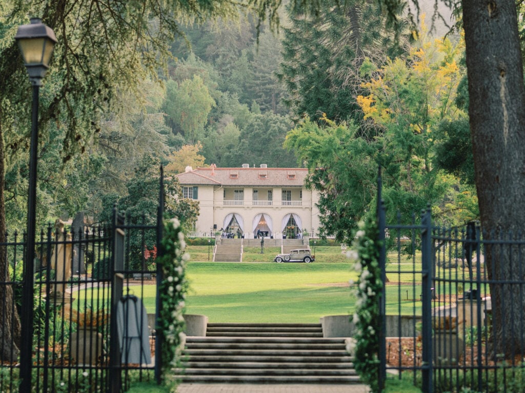 Chateau ceremony approach and garden gates