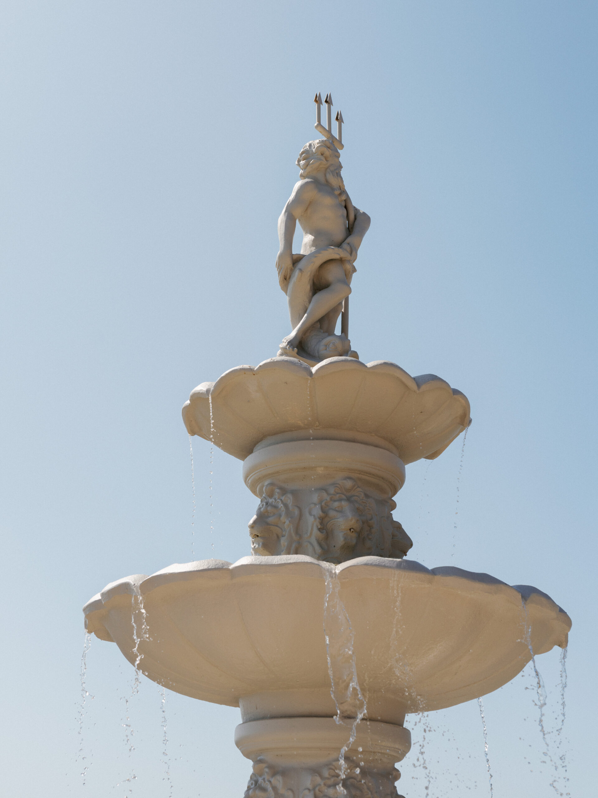 Stone fountain detail at a wedding venue