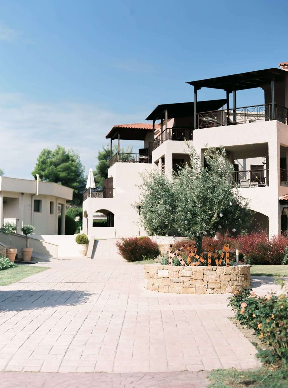 White resort walkway and architecture