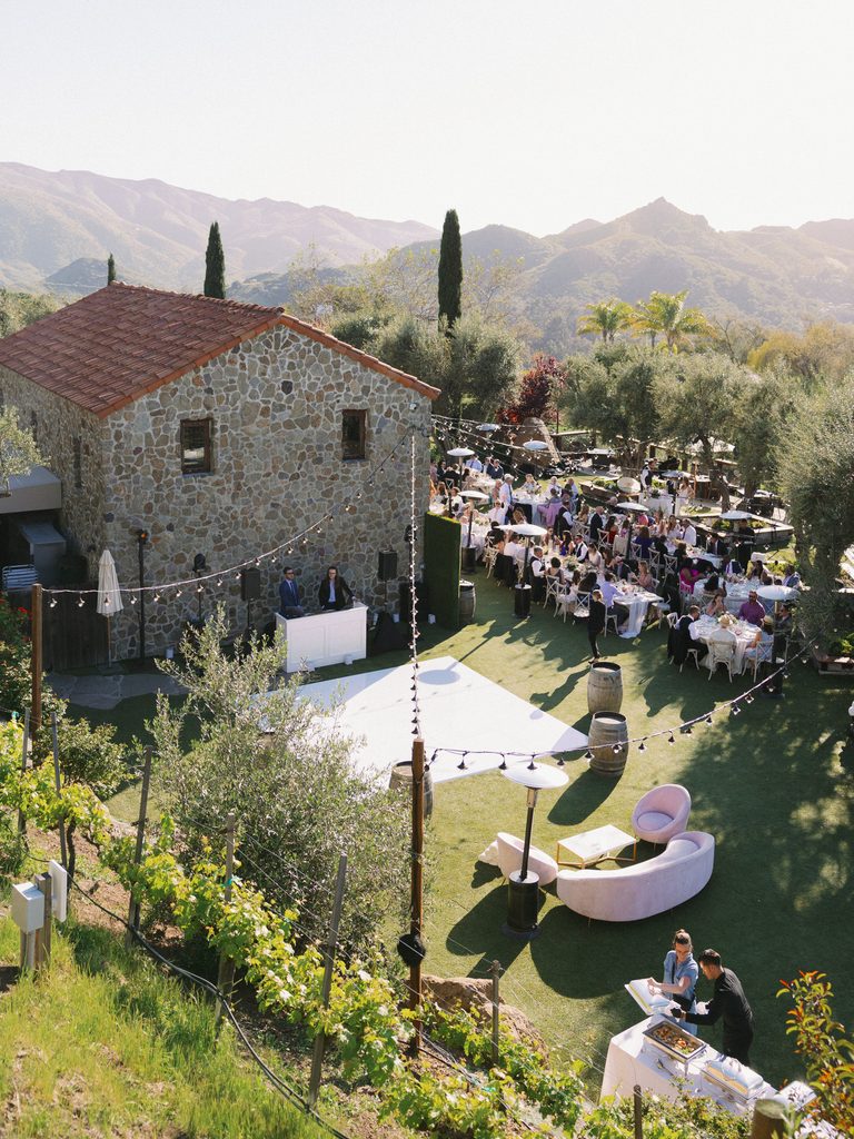 High-angle venue shot illustrating comprehensive coverage in a luxury wedding photo gallery.