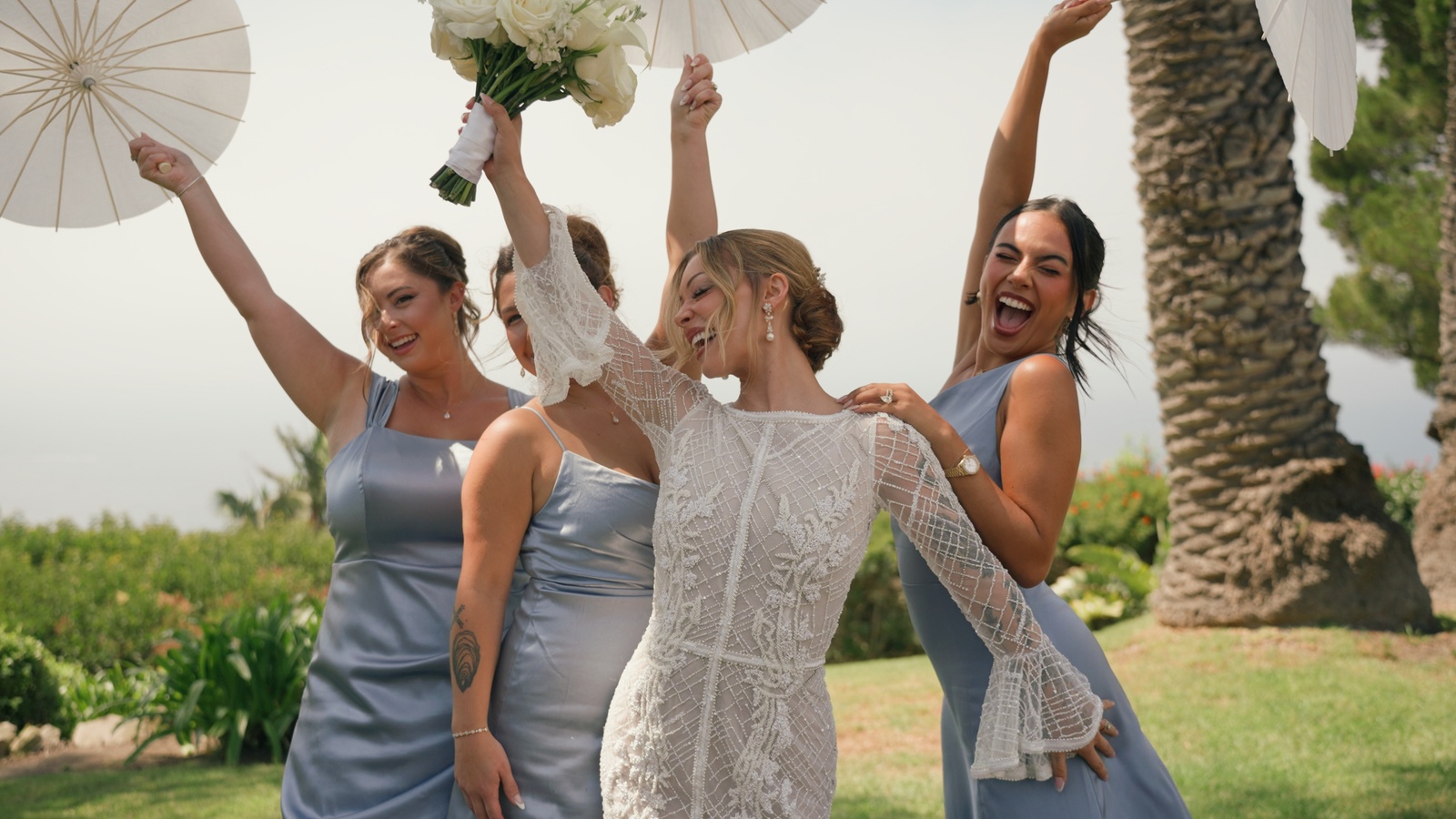 Wide wedding-day photograph from Lily and Treven's gallery; location unverified.